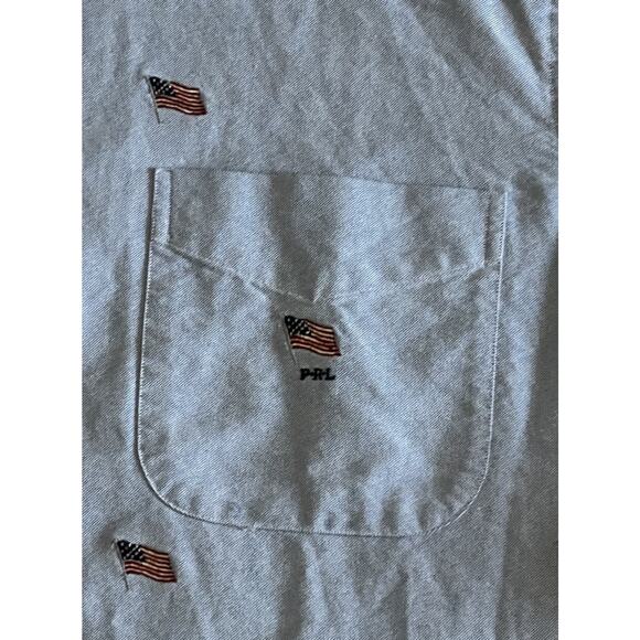 Vintage Ralph Lauren Shirt Mens 2X Embroidered FLAGS USA Preppy Oxford Button Up - Picture 3 of 5